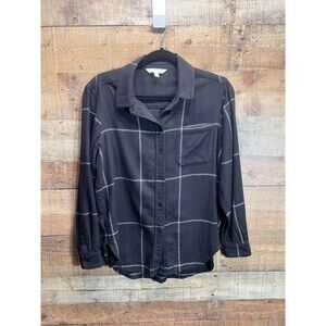 Athleta Womens Black White Long Sleeve Button Down Casual Shirt Small